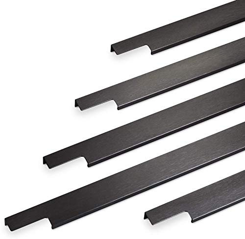 Möbelgriff BLANKETT 295 mm schwarz gebürstet Profilgriff für rückseitige Verschraubung Schubladengriff Griff-Profilleiste von SO-TECH®
