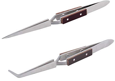 WANDIC Juego de Pinzas de precisión, Juego de 2 Pinzas de Acero Inoxidable con Mango de Madera, Resistentes al Calor, antiácido, multifunción, Kit de Herramientas manuales