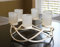 Seraphic Iron Round Table Decor Centerpiece Decorations Candle Holder for Weddings, Patio, Kitchen, Dining Room, and Coffee Tables, Glass Votive Tealight Holders, White, 6 Clear Cups