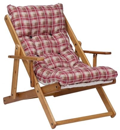 Liberoshopping Sessel Relax Liegestuhl 3 Positionen in Holz Klapppolster H 100 cm Farbe als Foto (rot Strike)