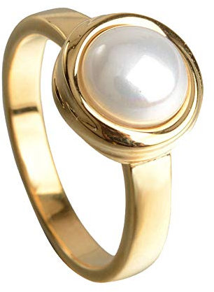 PAURO Damen Edelstahl Pearl Versprechen Sie Verlobung und Ehering für Liebhaber Gold Weiß Größe 54 (17.2)