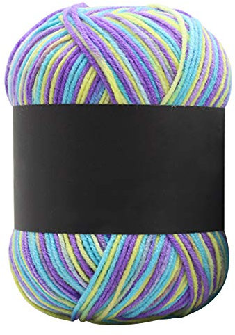Prosperveil 50 g Farbverlaufsfarbe, Strickwolle, Doppelstrick, Babygarn, Häkelwolle, Baumwolle, super grobes Wollgarn zum Stricken, Häkeln, DIY, Kunst, Handwerk, 120 m lang (Gelb, Lila und Blau)