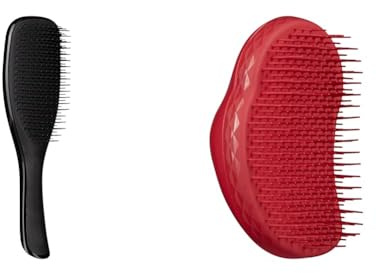 Tangle Teezer Wet Detangler Midnight Black, biegsamen Borsten und handlichem Griff & Thick und Curly Salsa Red, 1er Pack (1 x 1 Stück)