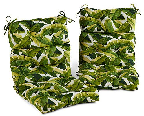 Greendale Home Fashions Outdoor Stuhlkissen mit hoher Rückenlehne, 111,8 x 55,9 cm, tropisches Weiß, 2 Stück