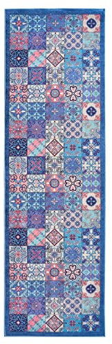 wunderlin Läufer Flur Teppich Küche Collection Waschbarer Modernes Design, Wertvoll Verwenden Für Teppichlaeufer, rutschfest und Küchenläufer | Nützlich Küchenteppich Waschbar (Small Tiles, 60x200)