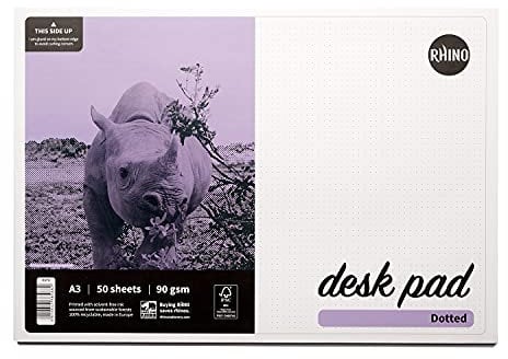 RHINO A3 Schreibtischunterlage, 50 Seiten/5 mm gepunktet, 90 g/m² FSC-Schreibblock, Büro-Schreibtischzubehör