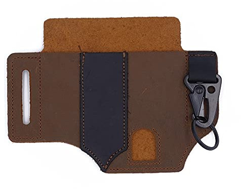 Étui pour Outils Multifonctions | Fourreau en Cuir Multi-usages pour Couteau, Lampe de Poche, Outil Multifonction et Bien Plus Encore | Étui à Couteau en Cuir avec 3 Poches différentes