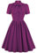 Wellwits Women's Purple Button up Tie Neck 1950s Vintage Cocktail Dress M