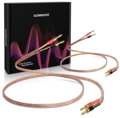 UCINNOVATE 13AWG Speaker Cable with Banana Plugs, 2 Pack 3m/9.8FT HiFi Speaker Cable Wire with Gold-Plated Banana Tip Plugs, Male to Male Audio Wire for Audiophile Speakers, AV Receiver (2X 9.8FT)