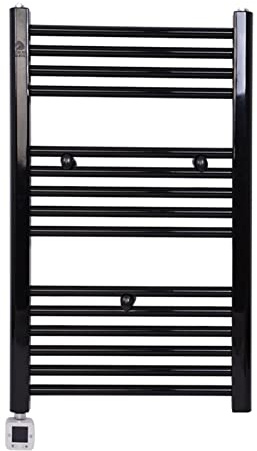 ZJYWMM Towel Warmers, Electric Flat Heated Towel Rail Bathroom Radiator Towel Drying Rack Home Intelligent Constant Temperature Heating Rod (Black)