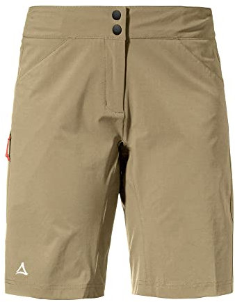 Schöffel Damen Shorts Danube L, wasserabweisende Radhose, schnell trocknende Fahrradhose mit Bundverstellung, soft walnut, 36