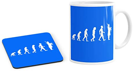 Daytripper Evolution of Bagpipes Bagpiper Man Kitchen Mug and Coaster Set Gift Coffee Tea Cup