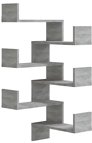 vidaXL Wand Eckregal 2 STK., Wandregal für Schlafzimmer Wohnzimmer, Hängeregal Dekorativ Platzsparend, Wandablage Bücherregal Regal, Grau Sonoma Holzwerkstoff