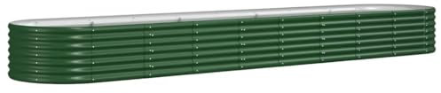 vidaXL Lit Surélevé de Jardin Pot à Fleurs Boîte à Plantes Lit Surélevé Patio Terrasse Extérieur Acier Enduit de Poudre 368x80x36 cm Vert