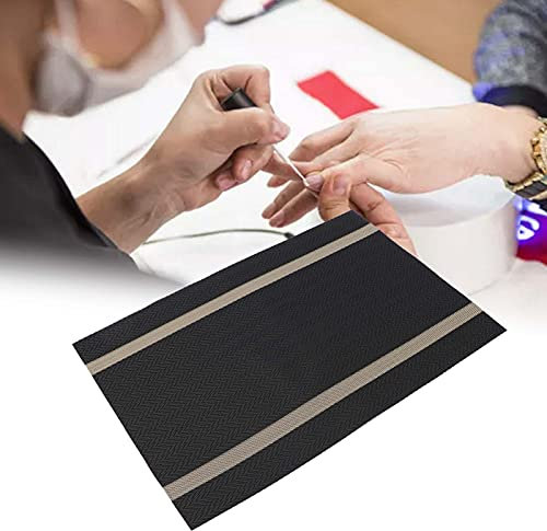 lyrlody Nail Mat, Manicure Table Mat PVC Portable Foldable Nail Art Table Pad for Home Household Salon 17.7 x 11.8in (Plain black)