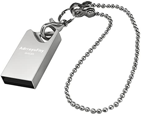 Chiavetta USB 64 GB, Mini Pendrive Penna USB Key 64GB 2.0 Impermeabile Metallo Portatile Pennetta USB Flash Drive Memoria Stick per PC, Smart TV, Laptop ecc (Argento)