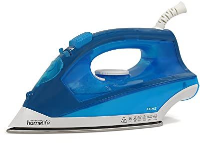 Homelife Crest 1600w Steam Iron/Non-stick Soleplate/Steam or Dry Iron/Water Spray/Adjustable Temperature/Self Clean Anti-drip and Anti-calc / 2m long cord / E7310