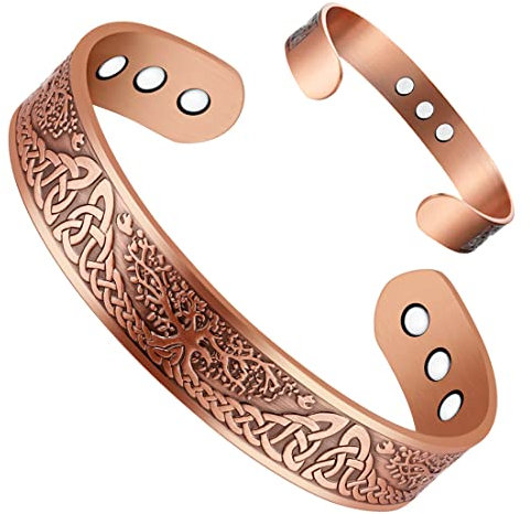 Cigmag 9X Lymphatic Drainage Copper Bracelet for men Ultra Strength Magnet Mens Copper Bracelet Adjustable with Present Box (Tree of Life)