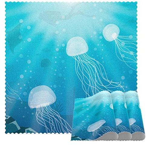 Sets de table carrés résistants à la chaleur méduse sous-marine Bleu mer