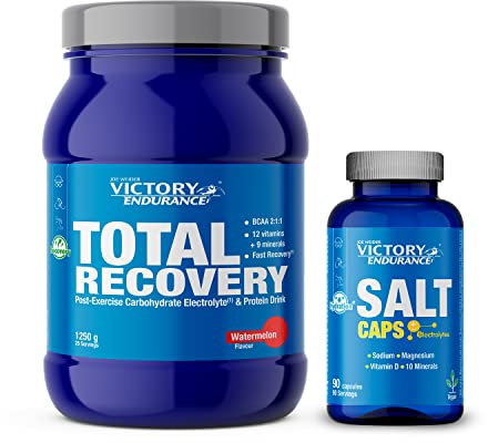 Victory Endurance PACK Total Recovery Sabor Sandía (1250g) + Salt Caps (90 cápsulas). Pack Ideal para Hidratación y Recuperación Rápida en Deportes de Resistencia. Con Vitaminas y Minerales.