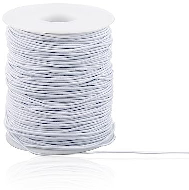 Elastic Cord, GLADFRESIT 1mm Round Beading Cord Thread Bracelet String Rope for Jewellery Making, DIY Crafts 100m (White)