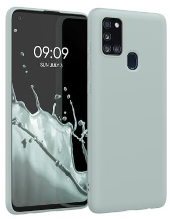 kwmobile Hülle kompatibel mit Samsung Galaxy A21s Hülle - weiches TPU Silikon Case - Cover geeignet für kabelloses Laden - Cool Mint