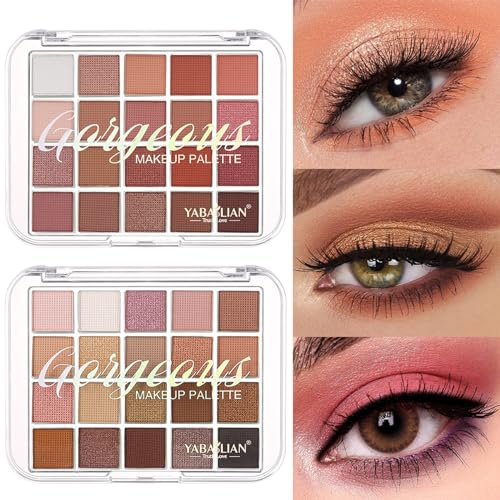 Eyeshadow Palette, 20 Farben Lidschatten, Lidschatten Palette Nudetöne, Vegane Augenpalette, nude, langanhaltend, matt, metallisch, natürlich, schimmernd, Warm Neutrals, Für Urlaubs und Alltags(01)