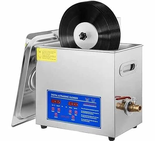PixCy Ultraschallreiniger für Schallplatten, professioneller Ultraschallreiniger, 6 l, Ultraschallgerät, Edelstahl-Tablett, Heizung, Knopfsteuerung, Tiefenreinigung, Schmuck, Prothese,110V