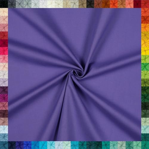 VmG-Store Baumwollstoff Uni 100% Baumwolle Oeko-Tex Meterware ab 50cm über 80 Farben zur Auswahl (093 I Purple, 100 x 148cm)