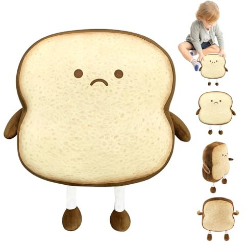 ZITUZY Toastbrot Kuscheltier, 18 cm Toast Brot Kissen, Lustiges Toastkissen, Dekoratives Kissen für Kinder und Erwachsene (Traurig)