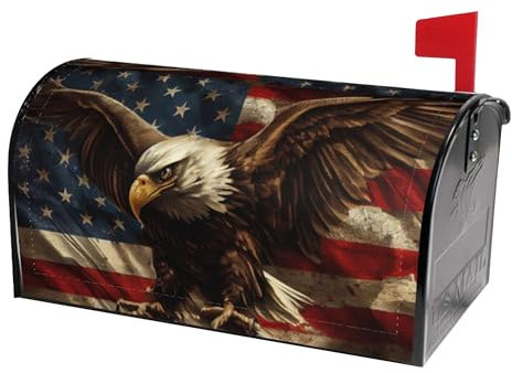 Mailbox Covers Magnetic Standard Size,American Eagle with Flag Magnetic Mailbox Covers 18x21,Spring Summer Mailbox Covers Magnetic,Mailbox Wraps Post Letter Box Cover for Holiday Outside Yard Decor