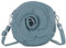 modamoda de T225 Damen Leder Umhängetasche Abendtasche Clutch Blüte Klein handmade in Italy, Farbe:Taubenblau