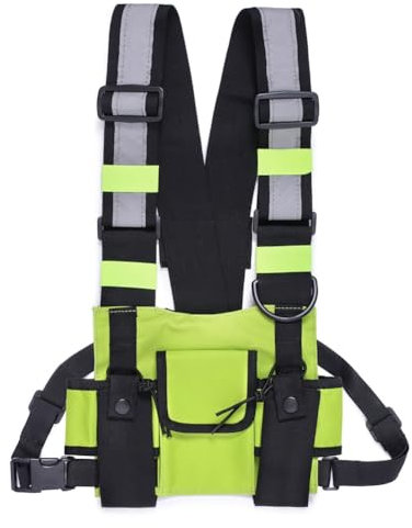 Piuusngy Walkie Talkie Double Chest Bag Radio Reflective Chest Harness Holder Bag Vest Rig Walkie Talkies Front Pack Pouch Case B