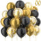 MUEZDUR Luftballons Gold Schwarz mit Gold Konfetti Ballons Luftballons hochzeit Set 60 Stück 30cm Helium Ballons mit 2 Rollen goldener Band als Baby Shower Geburtstag Jubiläum Party Deko Graduierung