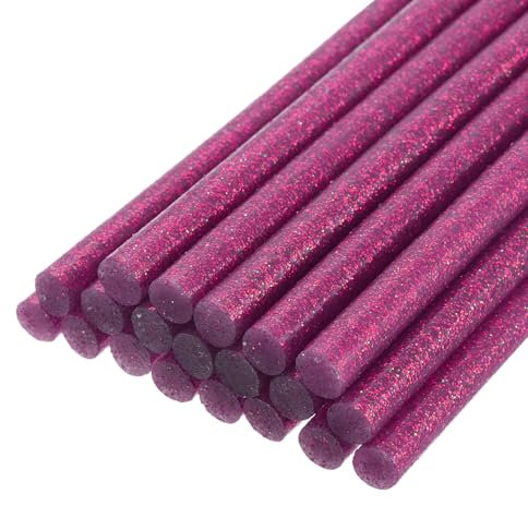 QUARKZMAN 20 Stück Heißklebestifte 7mm x 200mm Heißklebesticks Bunt Heißklebepistole Sticks Heißkleber Klebestifte Klebstoff für DIY Kunsthandwerk AbdichtungGlitzer Rose Rot