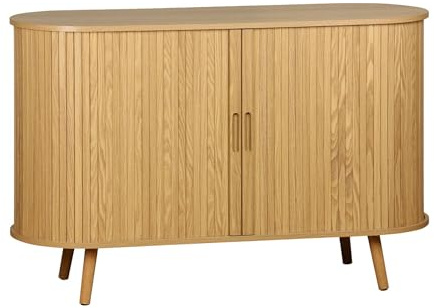 sweeek - Skandinavisches Sideboard, 2 Schiebetüren, 4 Fächer, B 120 x T 40 x H 75 cm - Legacy