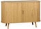 sweeek - Buffet scandinave 2 Portes coulissantes. 4 Compartiments. Effet Bois rainuré. Couleur Naturelle. Buffet Bas. L 120 x P 40 x H 75cm