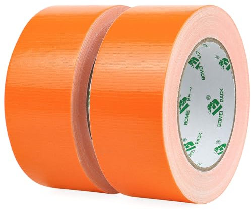 BOMEI PACK Duct Ruban adhésif en tissu renforcé 2R 2in*25m pour les réparations, la fixation, les travaux lourds, le ruban adhésif en toile déchirable à la main sans résidu (Orange)