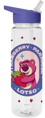 Pyramid International Lotso Strawberry Paradise Plastic Drinks Bottle – 24oz/700ml with PE Straw, One Size