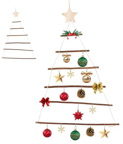 Holzleiter - Naturholz Haushalt | Holzleiter Ornament | Baumschmuck Anhänger | Festliche Wandornamente | Urlaub Holzleiter | Haushalt Dekoration für Wand | Holz Baum De