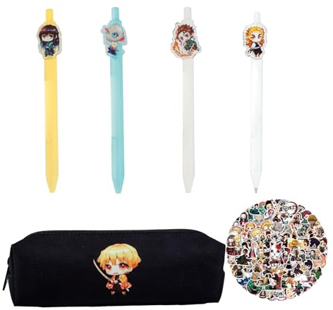 NTGFU Cartoon Gel Pens Stationery Set, Gel Pens Pencil Case Storage Pouch with 25 PCS Stickers for Fans Gifts Adult Kids Gel Pen Set