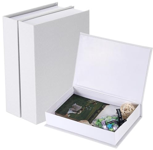 SUMTree 3 cajas de almacenamiento con tapa para mandos a distancia, cajas decorativas, versátiles, magnéticas, organizadores para armario de TV, mesa de café, estantería, superficie de lino blanco y