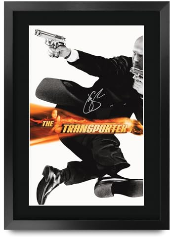 HWC Trading The Transporter 1 Jason Statham Geschenke Geduckter Poster Signiertes Autogramm Foto für Fans von Film Memorabilien - A3 Gerahmt