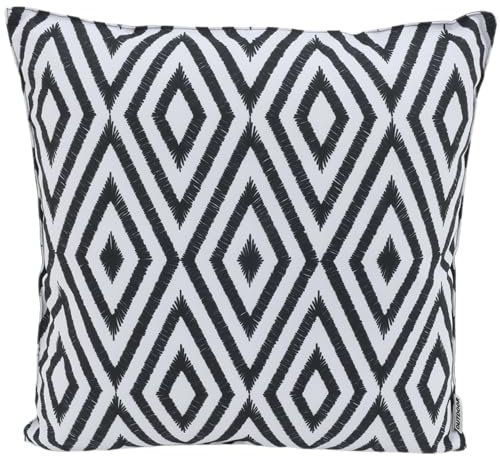 CB Home & Style Outdoor Garten Kissen Wasserabweisend 45x45cm mit Füllung (Schwarz/Weiß Raute)
