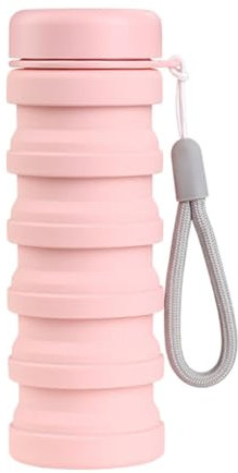 Dickly Faltbare Wasserflaschen -Trinkbecher 500 ml Sportflasche zum Laufen in Innenwanderungen, Rosa
