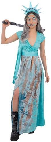 Smiffys Lady Liberty Costume Dress and Headpiece Women’s Halloween Fancy Dress Outfit Statue of Liberty Horror Costume