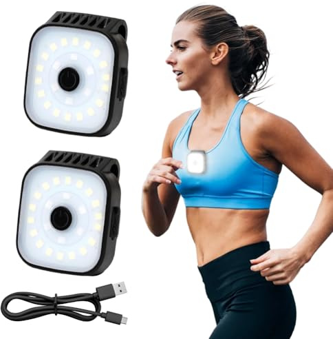 DASIAUTOEM LED Clip Lampe, Clip Lampe Outdoor USB Wiederaufladbar, Lauflicht LED Stirnlampe Wasserdicht Kopflampe Kleinstirnlampe Brustlampe Laufzubehör für Joggen Läufer Angeln Camping Wandern
