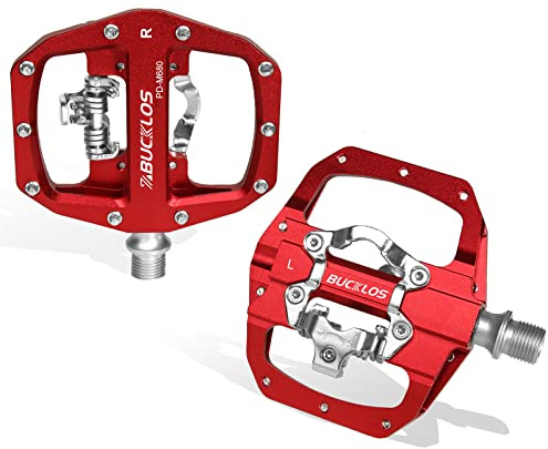 AEYINO Dual-Side MTB Klickpedale Aluminium - mit Flachseite | Kombipedale mit Flachseite & Klick-System, gedichtete Patronenlager, langlebiges Alu, kompatibel mit Standard-Cleats für MTB