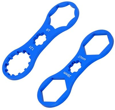 Yuannee Bicycle Front Fork Repair Tool,2PCS Mountain Bike Fork Shoulder Cap Wrench Bicycle Wheel Spanner Double Head Suspension Removal Installation Tool Compatible with Suntop XCM/XCR/XCT/RST(Blue)