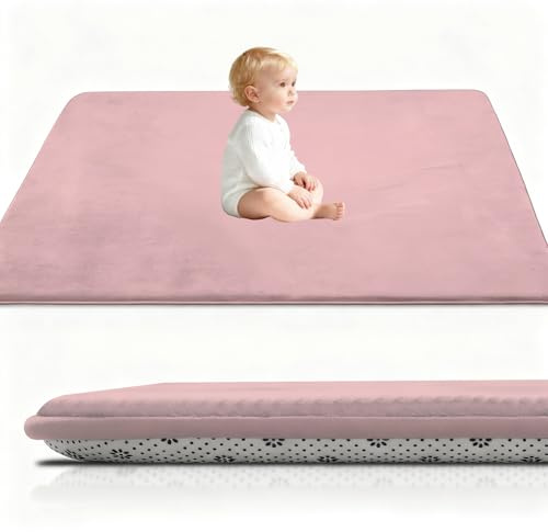 Stqyeiw Tappeto di Velluto Corallo Ispessimento per Bambini Coperta strisciante Tappeto Bambini Tatami Tappetino per Gattonare Antiscivolo, Tappeto per Asilo, Spessore 2 cm, 200 x 350 cm Rosa